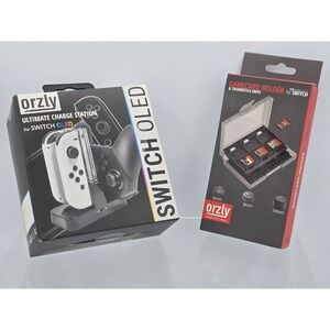 Orzly Ultimate Charging Station For Switch Oled & GAMECARD holder Bundle New